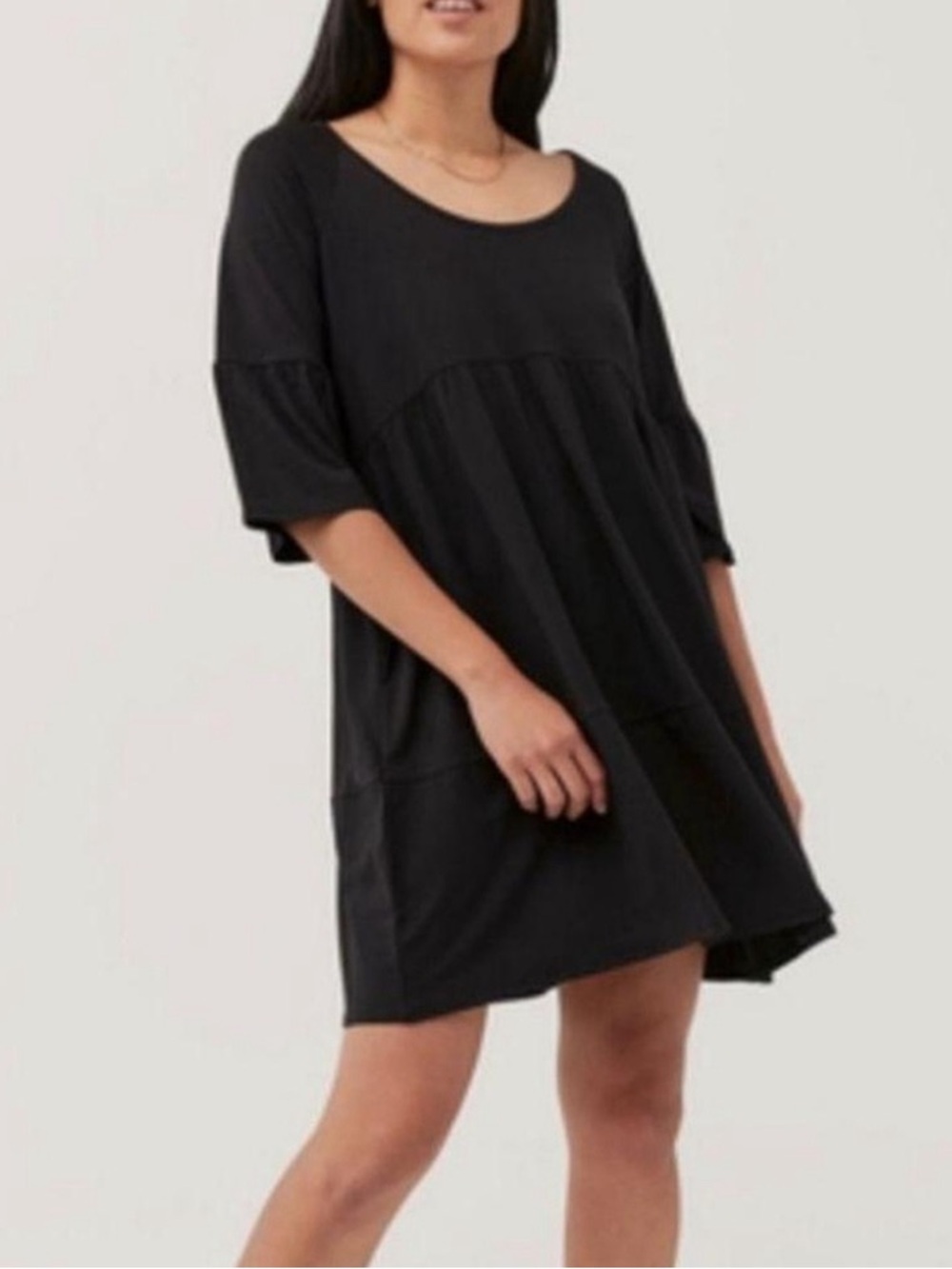 Pact Organic Cotton Scoop Neck Flow-y Dress in Black Women’s Size Small
